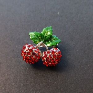 Cherry Red and Green Crystal Brooch/Pendant